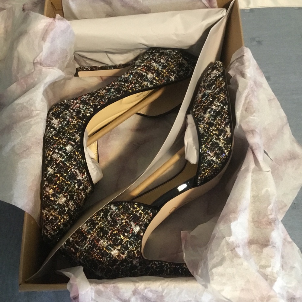Jessica Simpson Black Multi Tweed D'Orsay Pointed Toe Pumps - Picture 6 of 13
